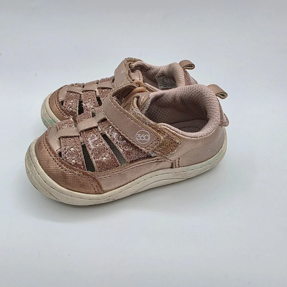 Stride Rite 360 Devany Rose Gold Metallic Glitter Sandals‎ Kids Size 5M TG000402